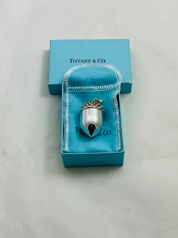 Authentic Vintage Tiffany Co. Sterling Silver Acorn Pill Box