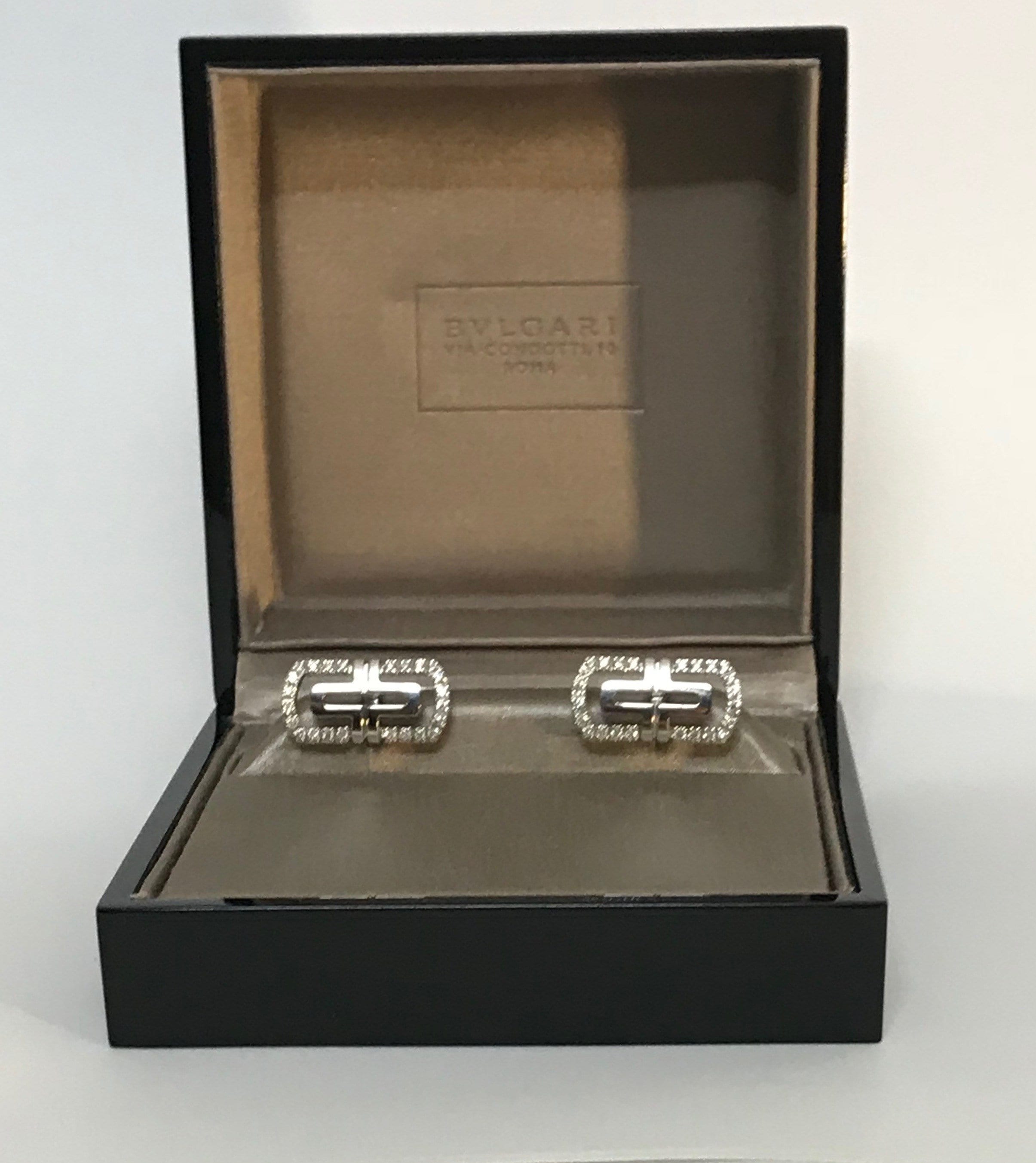 ブルガリ パレンテシ ホワイトゴールド 18K カフスボタン ダイヤモンド