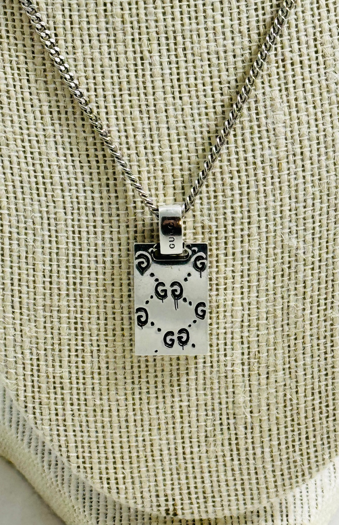 Gucci Ghost Pendant Necklace Sterling Silver W/ 20 Gucci Ghost Pendant Necklace Sterling Silver W/ 20