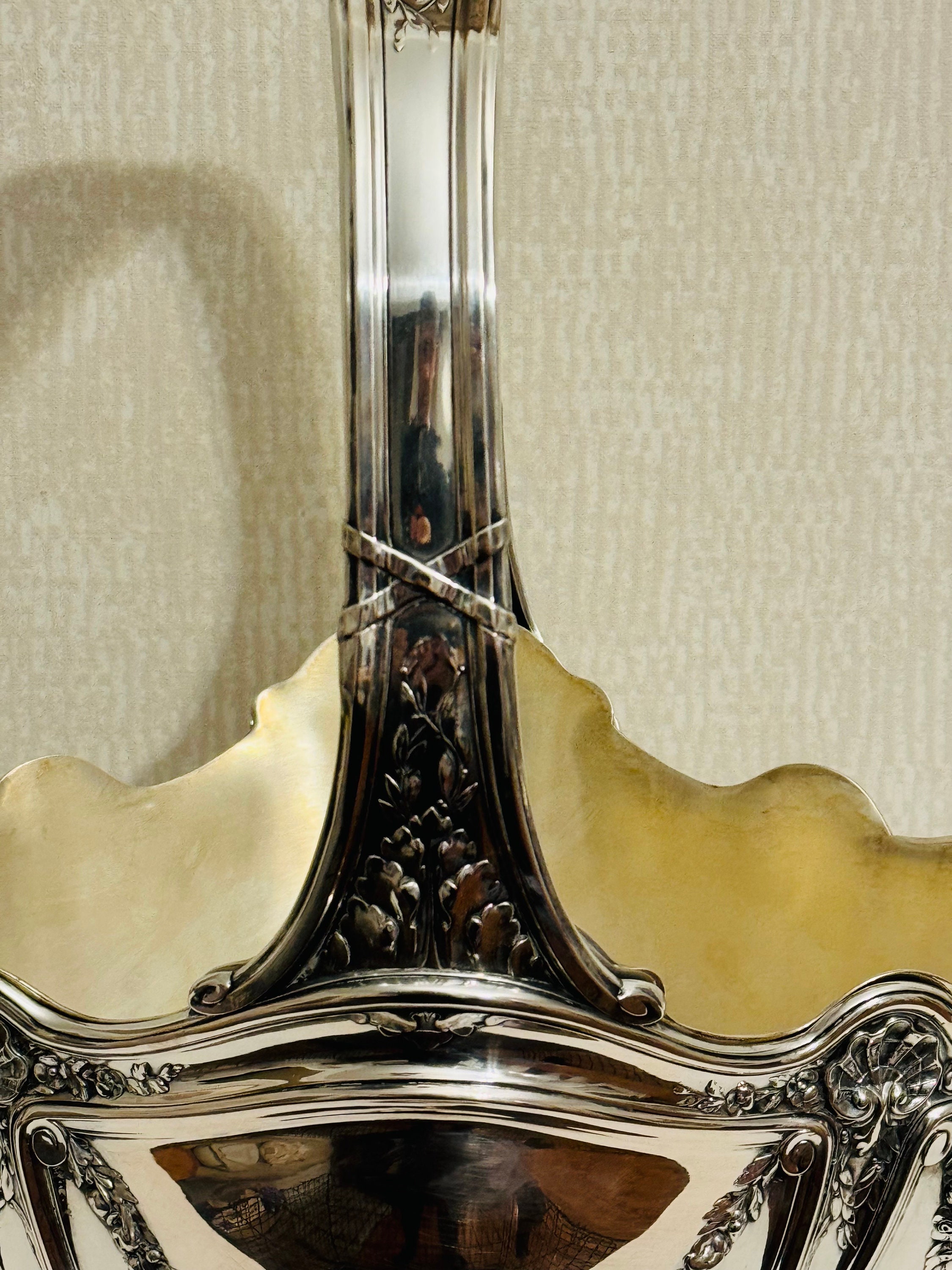 Antique Large German Rococo Style Repousse Silver Basket, 19th Century ...