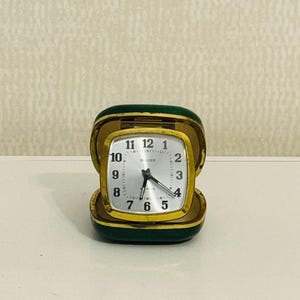 Réveil de voyage pliable vintage de luxe fabriqué en Allemagne 2 rubis
