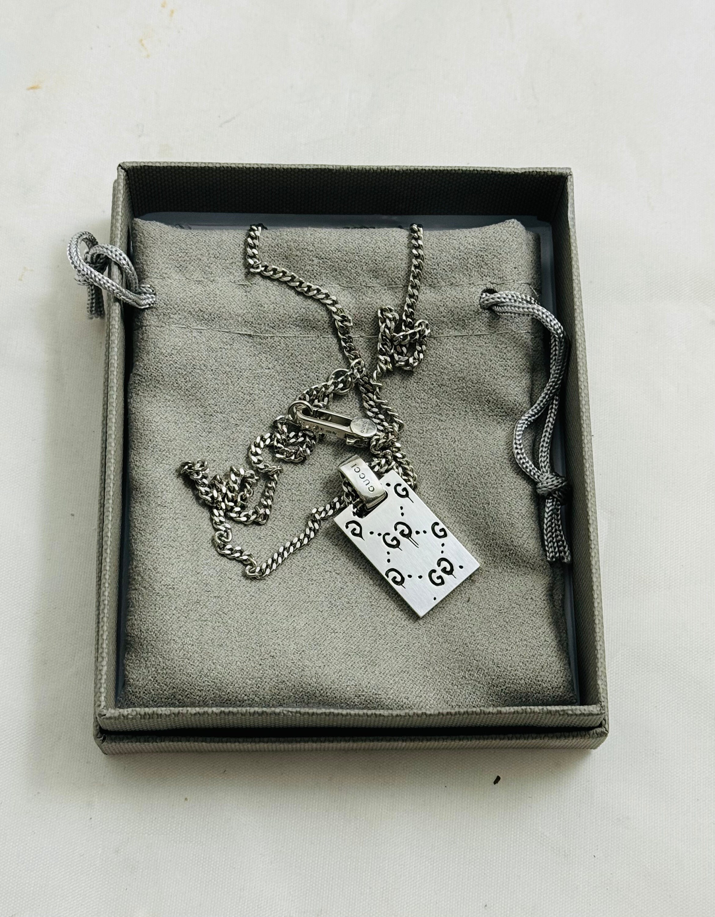 Gucci Ghost Pendant Necklace Sterling Silver W/ 20 Gucci Ghost Pendant Necklace Sterling Silver W/ 20