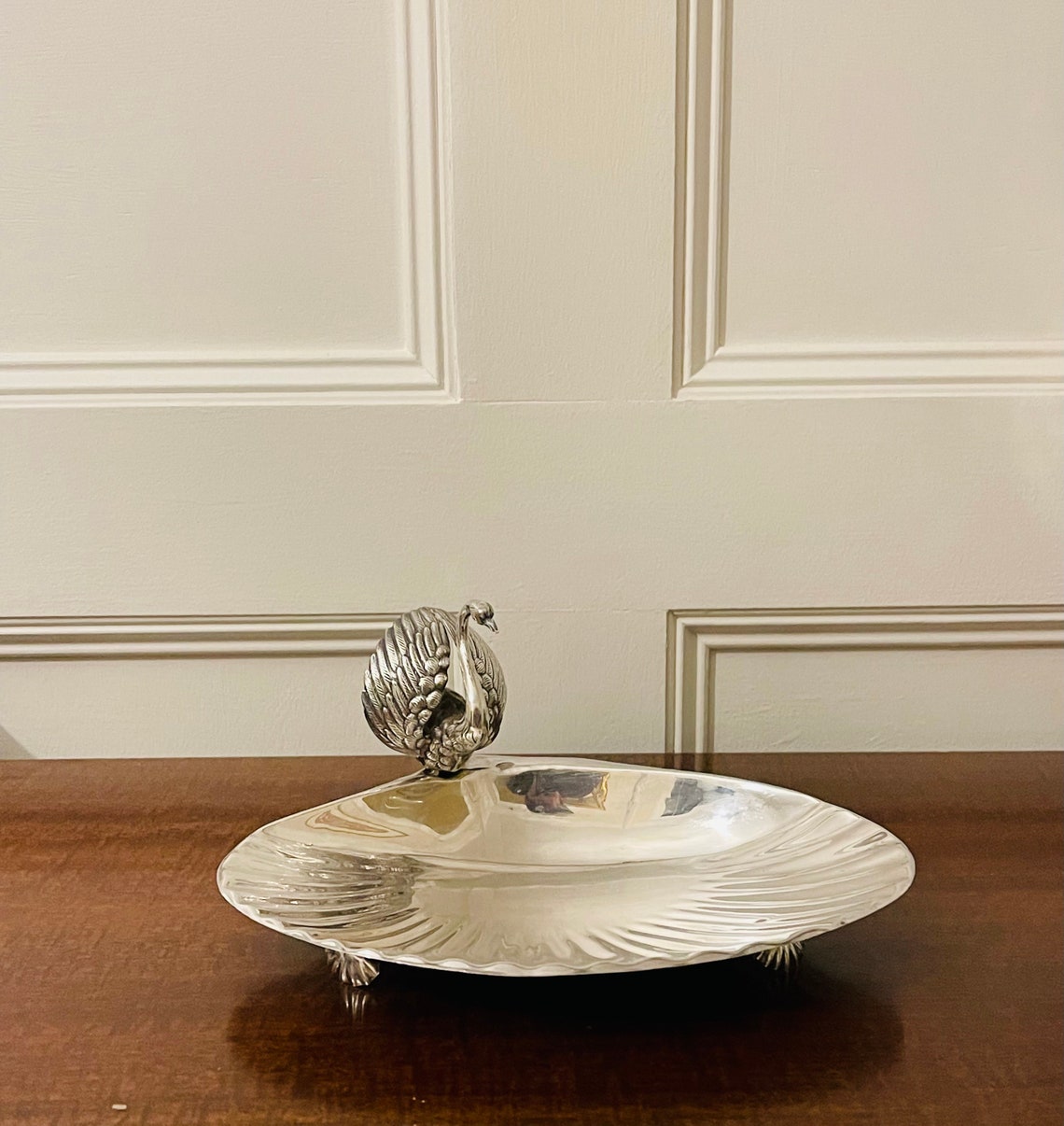 Antique Cartier Sterling Silver Swan Serving Tray on Shell Etsy UK