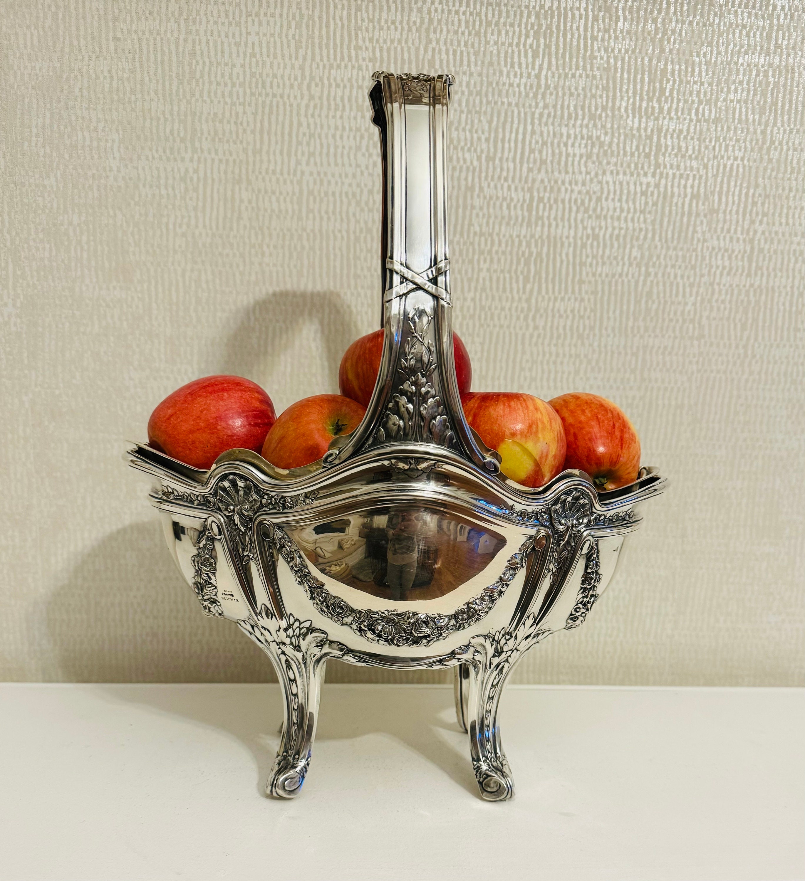 Antique Large German Rococo Style Repousse Silver Basket, 19th Century ...