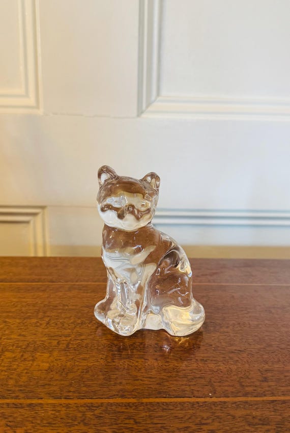 ヴィンテージクリスタルガラス猫の置物ペーパーウェイト - Etsy 日本