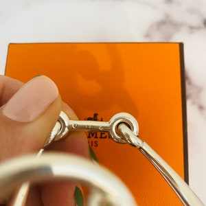 Authentic HERMES France Filet de Selle Sterling Silver Bracelet WithOriginal Box