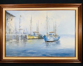 Vintage John W Jones Original Art Large Oil Painting 26 x 22