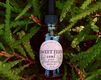 Sweet Fern Jojoba Oil:  Organic Herbal Anointing Serum For Face, Body, and Hair