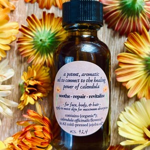 Calendula Jojoba Oil: Organic Herbal Anointing Serum for Face, Body, & Hair image 2