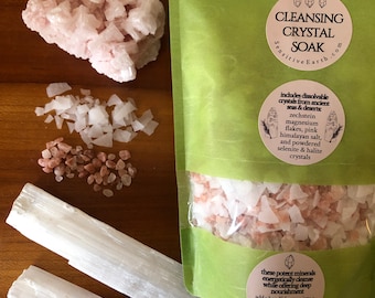 Cleansing Crystal Soak - Selenite & Pink Halite Crystals