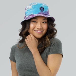 Tie-Dye Bucket Hat, Lotus Flower Bucket Hat, Embroidered Hat, Tie-Dye Hat, Psychedelic Hat, EDM Festival | Unisex Bucket Hat | Cute Hat