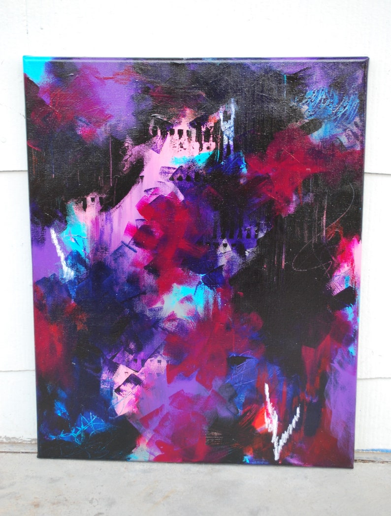 Abstract Painting Pink and Black Wall Art Modern Art Etsy