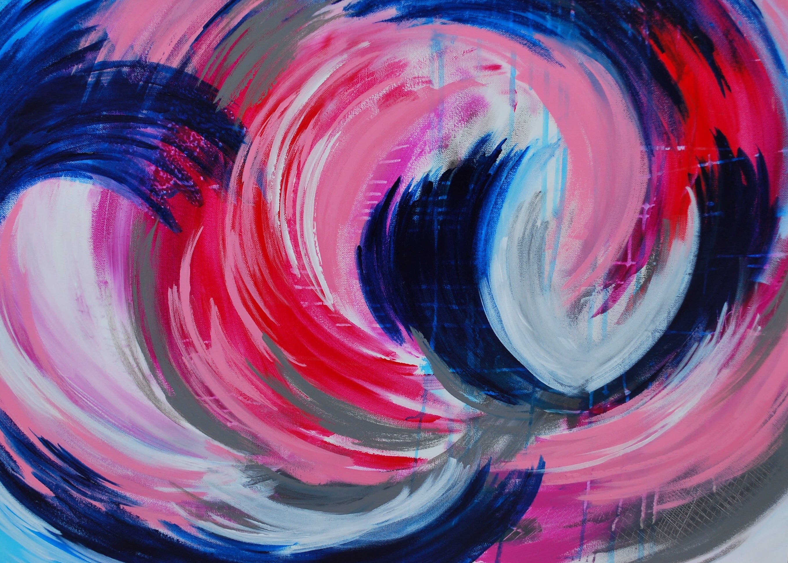 青とピンクのアクリル抽象画 青とピンクのアクリル抽象画 青とピンクのアクリル抽象画 ピンク&