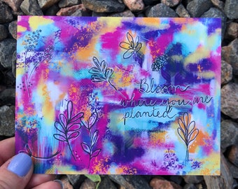 Compassion Bloom Postcard Bloom Where You Are Planted Postcard: Abstract Art, Encouragement Card ...