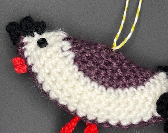 Handmade Crochet Chicken Ornament: Bird Hanging Home Decor