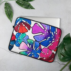 Monstera Laptop Sleeve, Laptop Case, Illustration Laptop Sleeve, Plant Lover Gift, Boho Print, Tropical Zipper Case | Cute Laptop Case