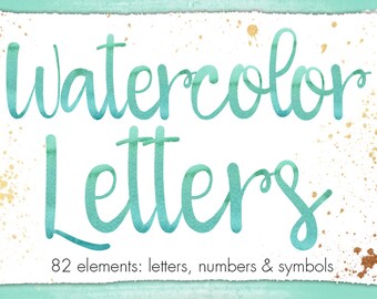 Buy 3 pay for 2, Mint watercolor alphabet clipart, Green Watercolor letters, Mint font clipart, Mint Letters clipart, Watercolor typography