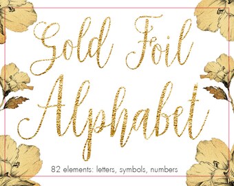 Metallic alphabet, Gold alphabet clipart, Gold foil alphabet clip art, Gold letters, Typography clipart, Gold font, Gold wedding clipart
