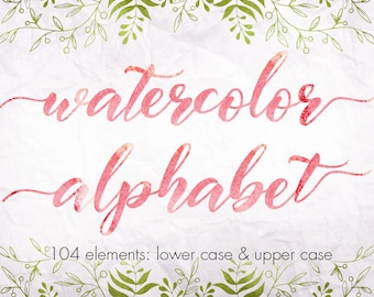 Buy 3 pay for 2, Watercolor alphabet clipart, Coral watercolor letters clipart, Watercolor font clipart, Decorative letters, Spring clipart