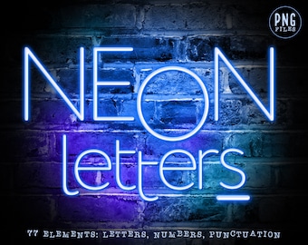 Neon alphabet clipart, Neon letters clipart, Digital neon font, Blue font, Blue neon typography, Neon overlays, Blue letters clip art, PNG