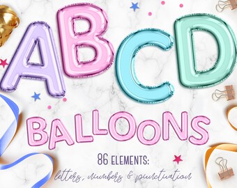 Balloon letters clipart, Balloon alphabet clip art, Font, Balloon foil alphabet, Colorful balloons clipart, Wedding clipart, Letter balloons