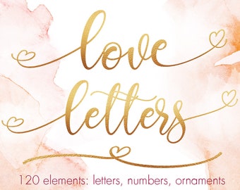 Gold font, Love letters, Gold alphabet clipart, Gold foil alphabet, Gold letters clipart, Gold numbers, Gold typography, Gold lettering, PNG