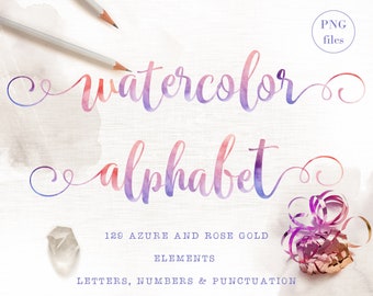 Watercolor letters clipart, Watercolor ombre alphabet clipart, Watercolor font clipart, Watercolor alphabet clip art, Decorative letters
