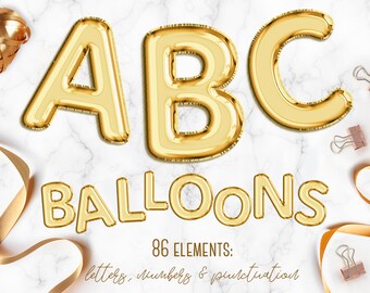 Gold balloon alphabet clip art, Gold balloons, Gold foil alphabet, Gold font, Gold letters, Balloon clipart, Wedding clipart, Gold alphabet