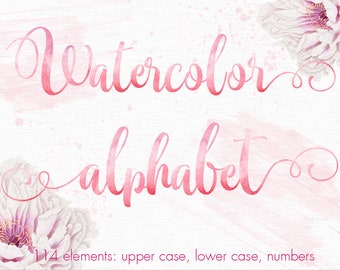 Buy 3 pay for 2, Pink watercolor alphabet clipart, Watercolor letters, Pink font clipart, Pink Letters clip art, Pink typography, png