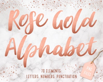 Rose gold font clipart, Rose gold alphabet clipart, Rose gold foil alphabet, Rose gold letters, Wedding clipart, Decorative lettering