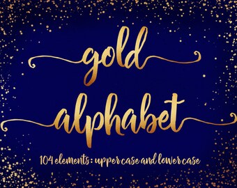 Gold font, Gold alphabet clip art, Gold foil alphabet, Gold letters, Sparkly alphabet, Gold typography clipart, Gold lettering, Metallic