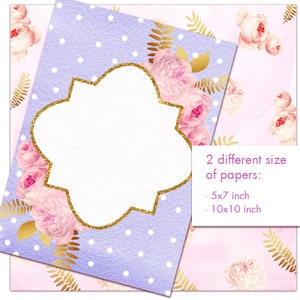 Digital Papers With Frames, 5x7, Floral Digital Paper Clipart ...