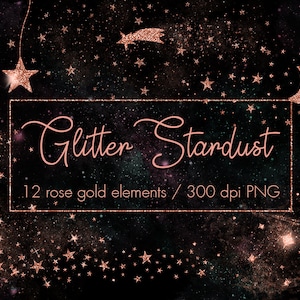 Clipart de poeira estelar em ouro rosa, clipart de estrelas em ouro rosa, pó mágico, sobreposições de estrelas, céu noturno, clipart de galáxia, clipart de estrela, estrela de ouro rosa png,