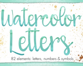 Buy 3 pay for 2, Mint watercolor alphabet clipart, Green Watercolor letters, Mint font clipart, Mint Letters clipart, Watercolor typography