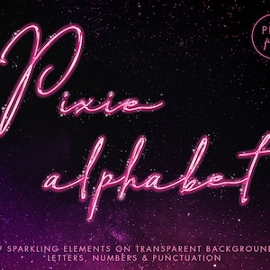 Clipart del alfabeto de neón Pixie, Letras brillantes rosas png, Letras de neón, Números de neón, Letras decorativas, Clipart de fuente, Letras líquidas, PNG