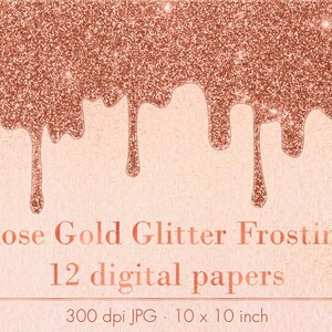Rose gold glitter paper, Glitter topping texture, Rose gold pattern, Rose gold background, Rose gold textures, Glitter digital paper clipart