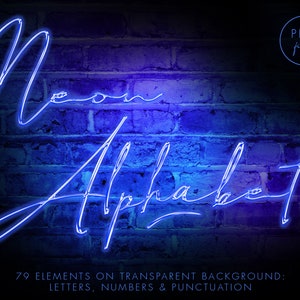 Neon Alphabet Clipart, Neon Letters Clipart, Digital Neon Font, Blue ...