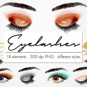 Eyelashes clipart, Design elements, Eyelashes clip art, Eyeshadow, Logo, Makeup clipart, Gold glitter, Overlay, Eyes clipart, Eye lashes