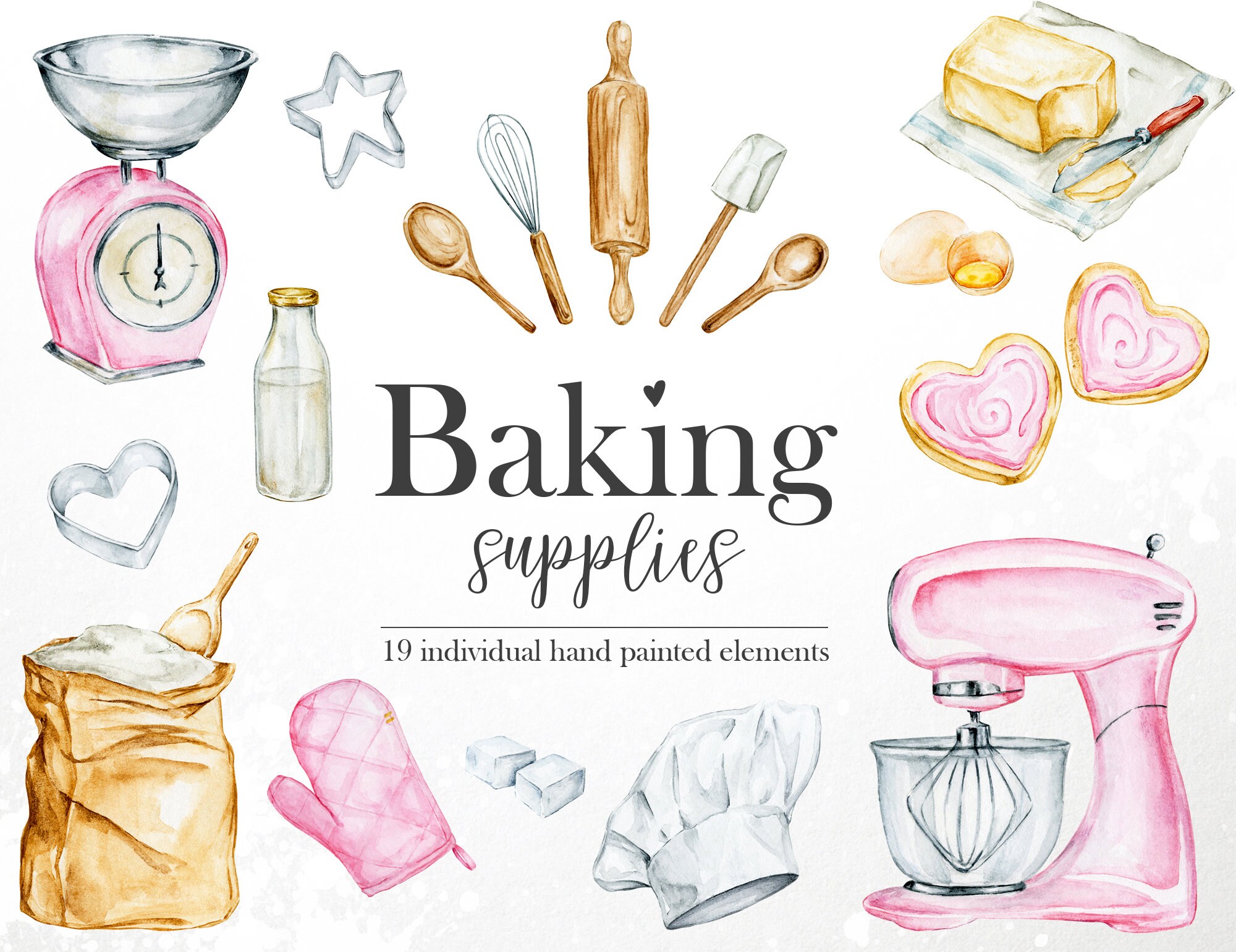 Watercolor Baking Clipart, Baking Supplies, Home Bakery Logo, Cooking  Elements, Culinary Clipart, Kitchen Utensils, Baking Tools Watercolor -   Denmark