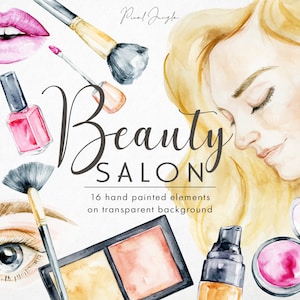 Watercolor make-up clipart, Beauty clip art, Spa clipart, Watercolor eye shadow, Watercolor design elements, Lipbalm, Transparent PNG