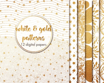 Gold and white abstract textures, Gold digital paper, Gold wallpaper, Gold background, Metallic digital papers, Collage sheets, Wedding
