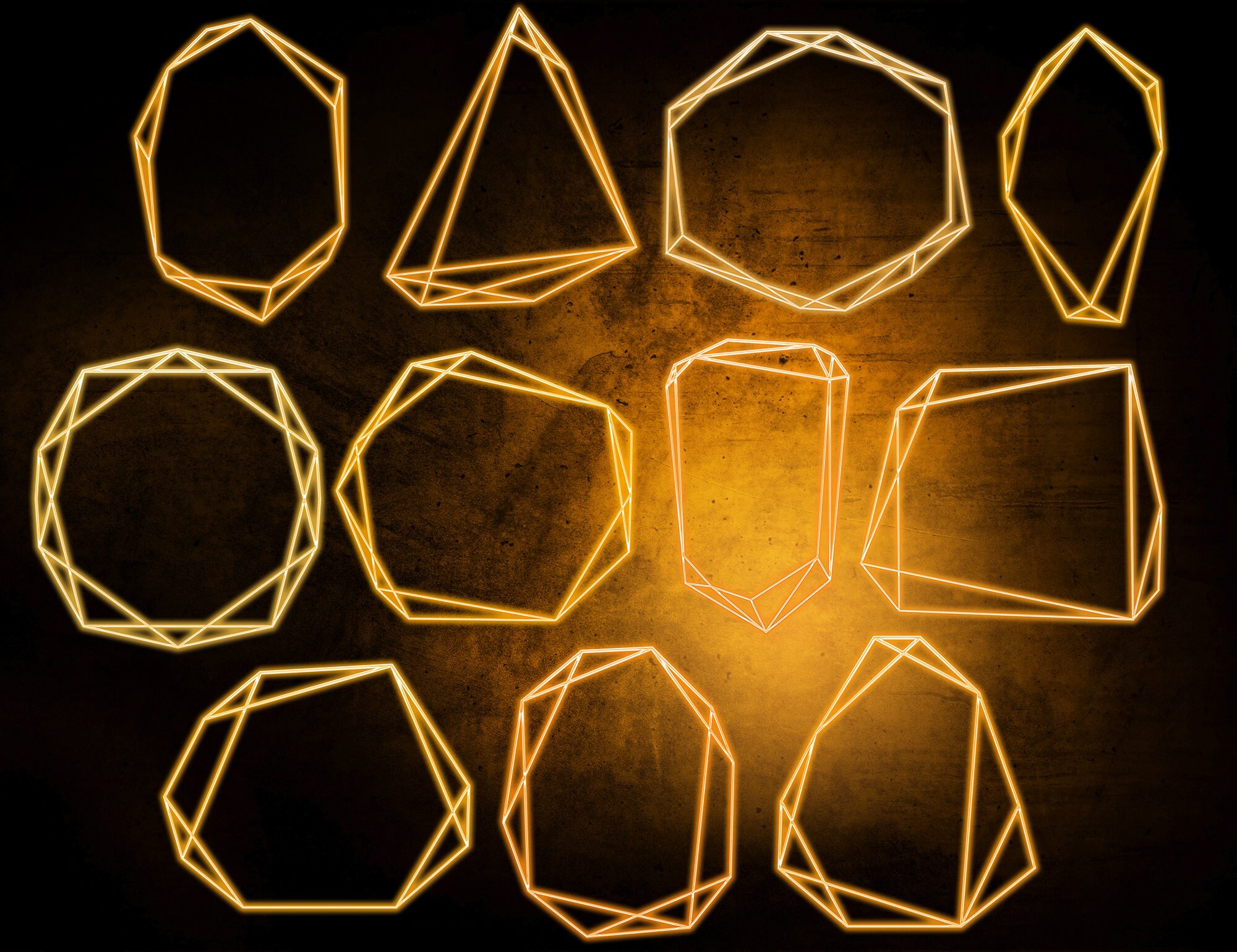 Neon Frames Clipart Neon Frame Overlays Neon Crystal Frames Etsy