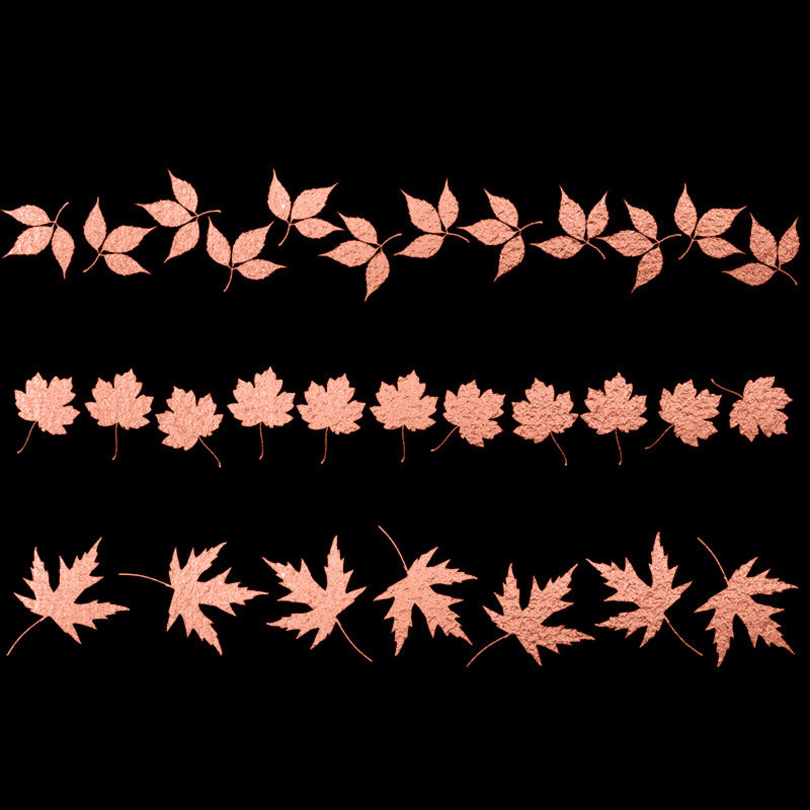 Rose Gold Leaf Overlays Rose Gold Leaves Clipart Autumn Clip Etsy