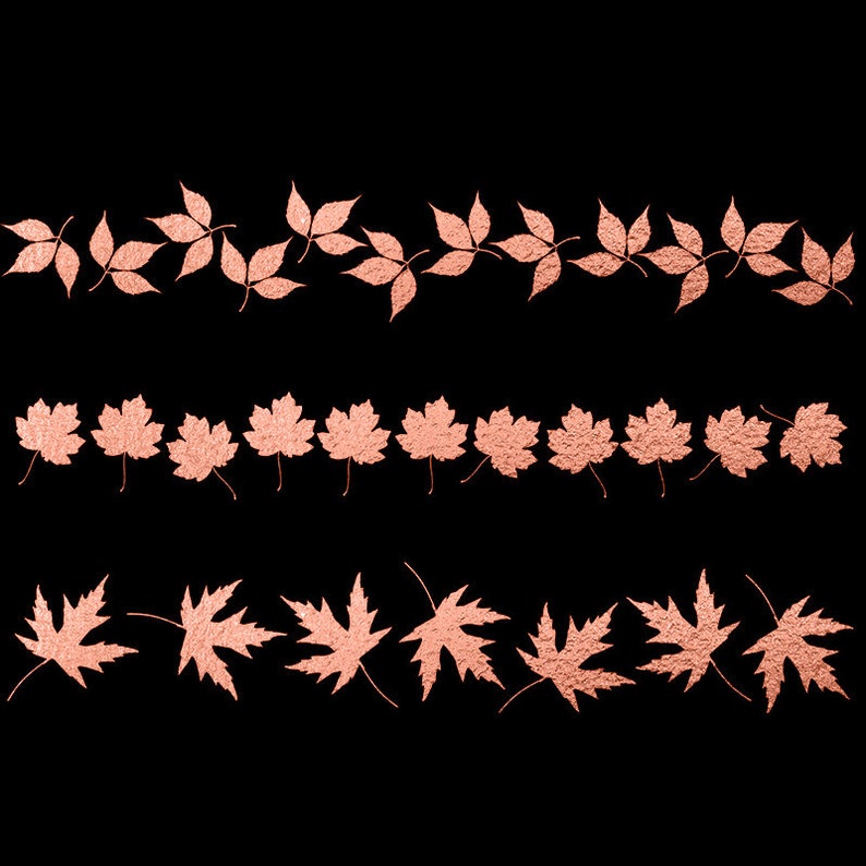 Rose Gold Leaf Overlays Rose Gold Leaves Clipart Autumn Clip Etsy