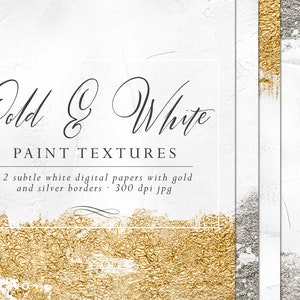 Weiß mit Gold & Silber Farbe Texturen, Gold gestaubte Textur, Silber Tapete, Goldfolie Hintergrund, digitale Büroclipart, Papar Pack, JPG
