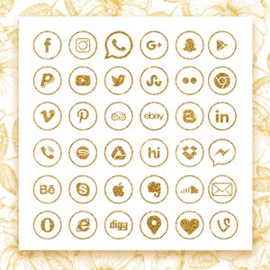 Buy 3 Pay for 2 Gold Social Media Icons Glitter Gold Icons - Etsy