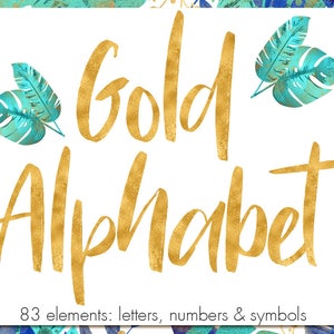 Gold letters clipart, Gold alphabet clipart, Gold font clipart, Gold numbers, Gold foil alphabet, Gold wedding clipart, Gold typography