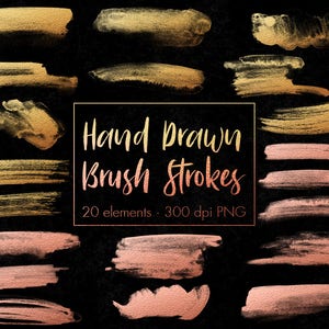 Buy 3 pay for 2, Rose gold and gold brush strokes, Hand drawn brush stroke, Gold foil brush strokes, Rose gold clipart, Rose gold foil logo