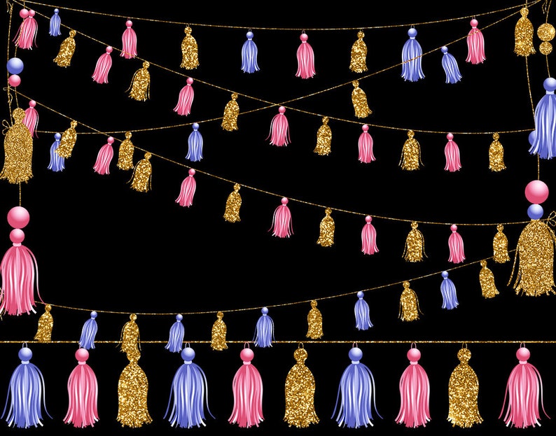 Gold Tassel Garlands Clipart String Tassel Garlands Clip Etsy