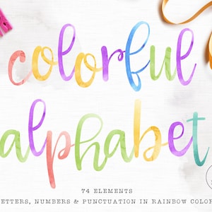 Regenbogen Aquarell Alphabet Clipart, Aquarell Buchstaben Clipart, Regenbogen Schrift Clipart, Buchstaben ClipArt, Aquarell bunte Buchstaben